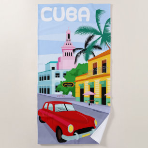 Serviette De Plage Cuba Travel Poster Plage Serviette