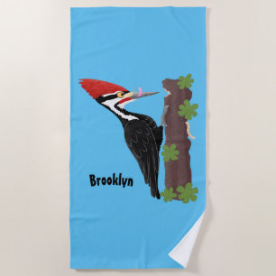 Serviette De Plage Cue drôle Pileated woodpecker dessin d'illustratio