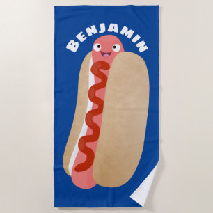 Serviette De Plage Curieux hot dog Weiner dessin animé
