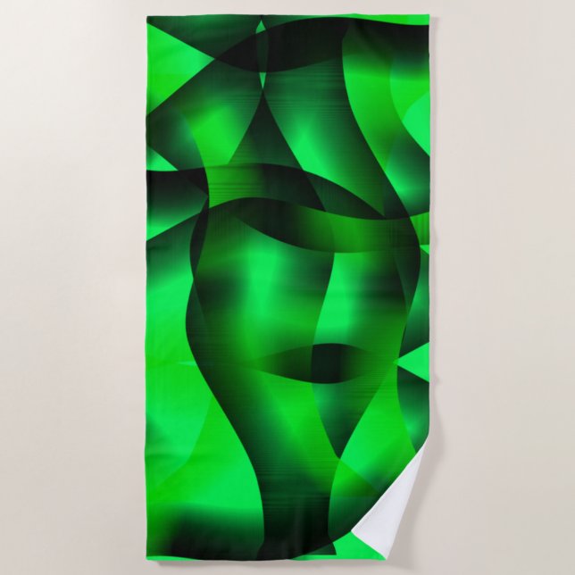 Serviette De Plage Curling vert citron vert et noir, avec ombre ? (Devant)