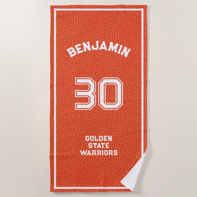 Serviette De Plage Custom Basketball Textured Orange (Devant)