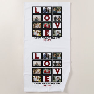 Serviette De Plage Custom Love Happy Valentines Day 8 Collage photo