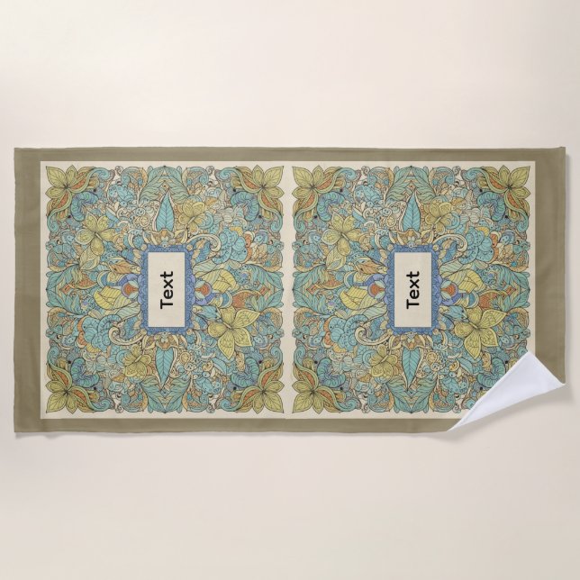 Serviette De Plage Custom Name Artistic Zentangle Beach Towel (Devant)