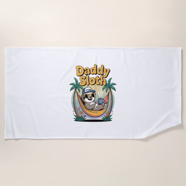 Serviette De Plage Cut Daddy Sloth Père (Devant)