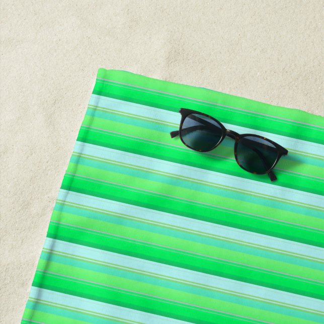 Serviette De Plage Cute aqua green stripes (En situation)