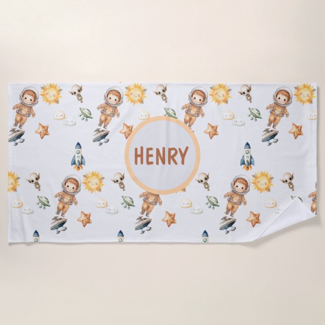 Serviette De Plage Cute Astronaut and Adorable Space Adventure (Devant)