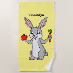 Serviette De Plage Cute bunny rabbit with vegetables