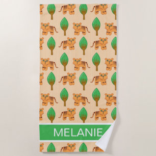 Serviette De Plage Cute Cartoon Motif Tiger Personnalisé
