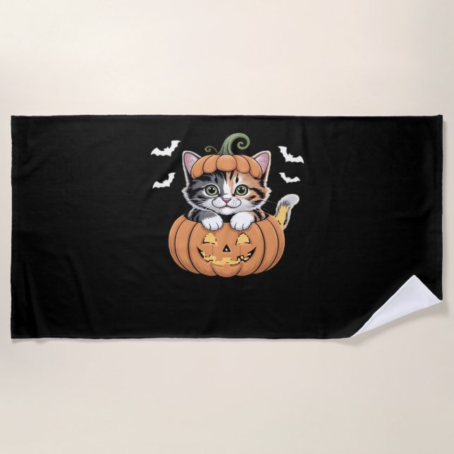 Serviette De Plage Cute chaton Halloween dans un T-shirt classique Ci (Devant)