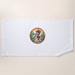 Serviette De Plage Cute Cow Girl Horse équitation Cowgirl Sunset Ride