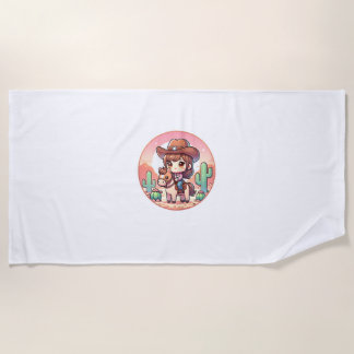 Serviette De Plage Cute Cow Girl Horse équitation Cowgirl Sunset Ride