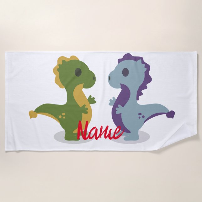 Serviette De Plage Cute Dinosaur Paire Thunder_Cove (Devant)