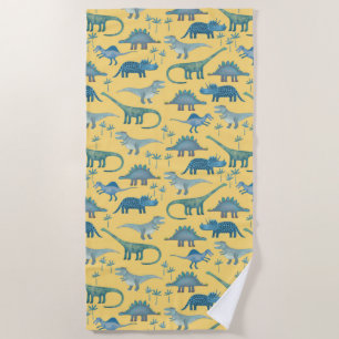 Serviette De Plage Cute Dinosaure préhistorique Motif Jaune
