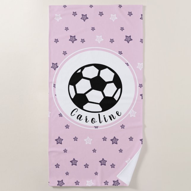 Serviette De Plage Cute Fille de Football Feminine Fille Personnalisé (Devant)