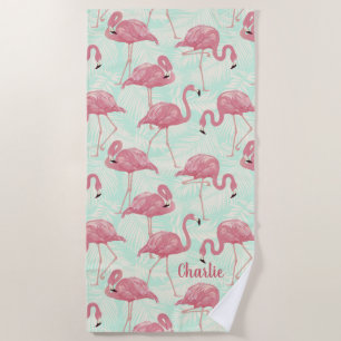Serviette De Plage Cute Flamingo modèle personnalisé nom de plage ser