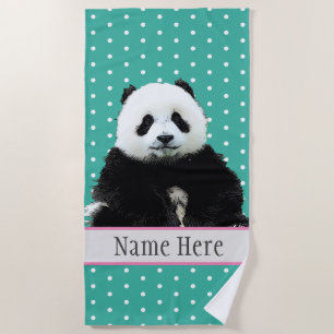 Serviette De Plage Cute Fluffy Panda Ours Animal Nom sauvage Enfants