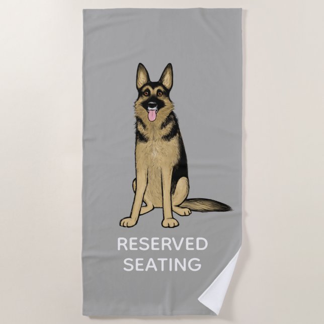 Serviette De Plage Cute German Shepherd Chien Réservé Siège | Personn (Devant)