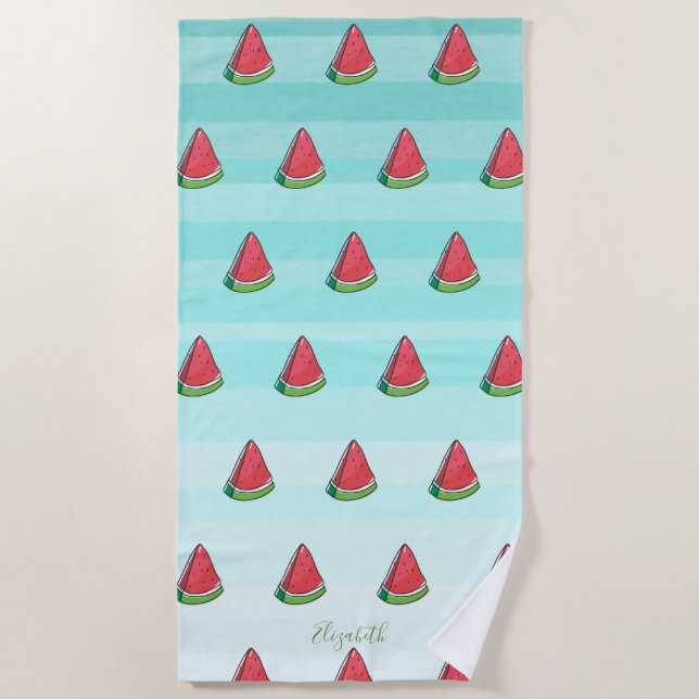 Serviette De Plage Cute Girly Watermelon Ombre - Personnalisé (Devant)