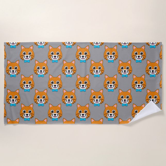 Serviette De Plage Cute Happy Ginger Cat avec Papillon (Devant)