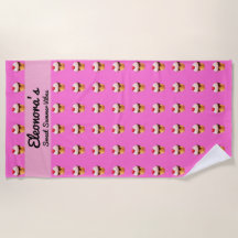 Cute Ice Cream Heart Beach Towel