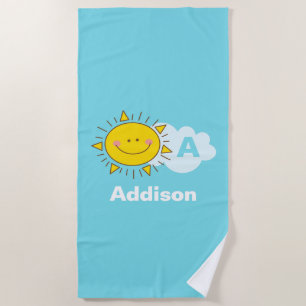 Serviette De Plage Cute Kawaii Happy Sunshine Monogram Add Your