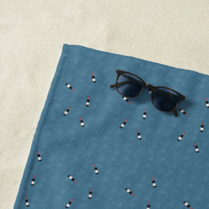 Serviette De Plage Cute Little Wino Motif bouteille de vin sur Blue