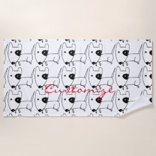 Serviette De Plage Cute minimaliste chien oeil noir Thunder_Cove