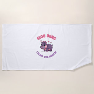 Serviette De Plage Cute MOO DENG VIVRE LE RÊVE Enthousiaste extérieur
