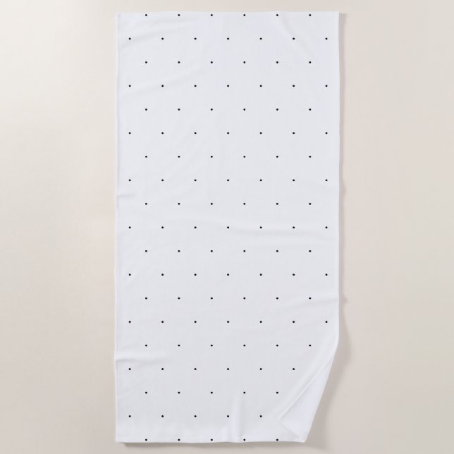 Serviette De Plage Cute Noir blanc minuscule pois élégant motif (Devant)