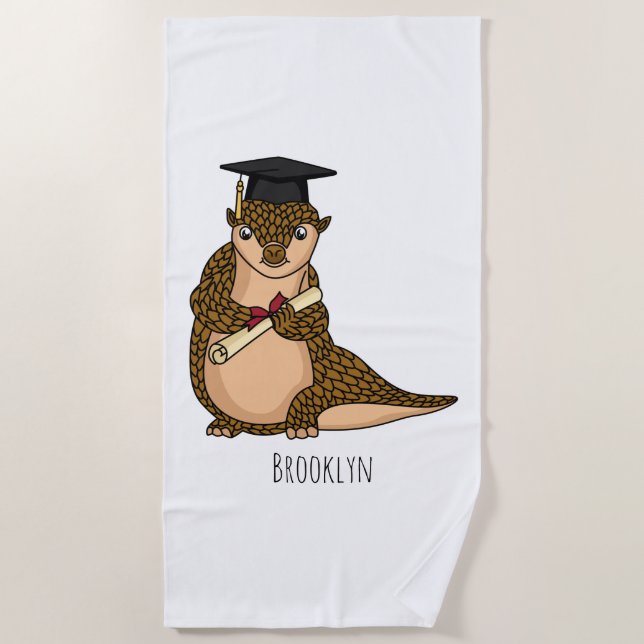 Serviette De Plage Cute pangolin graduating cartoon (Devant)