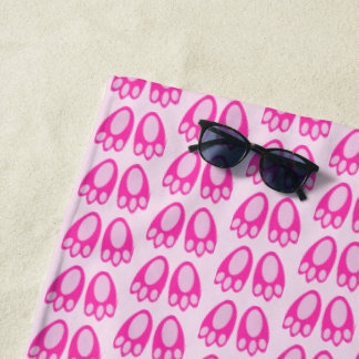 Serviette De Plage Cute Pink Baby Girl Bunny Feet Easter Patterned