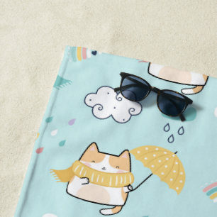 Serviette De Plage Cute Rainy Day Motif Beach Towel
