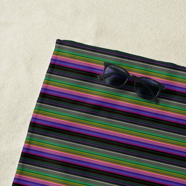 Serviette De Plage Cute retro colorful stripes (En situation)