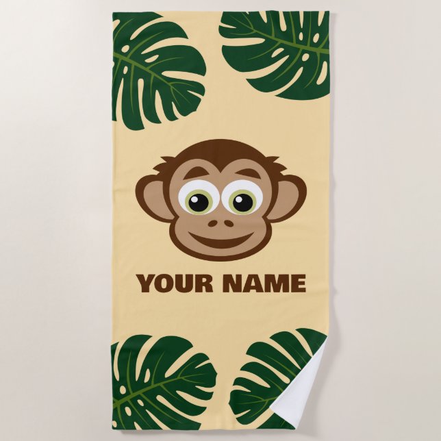 Serviette De Plage Cute safari monkey cartoon personalized kid's (Devant)