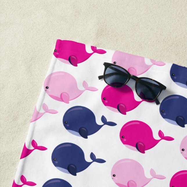 Serviette De Plage Cute Whales, Pattern of Whales, Sea Animals (En situation)