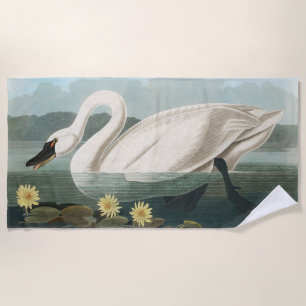 Serviette De Plage cygne audubon cygnes d'eau blanche