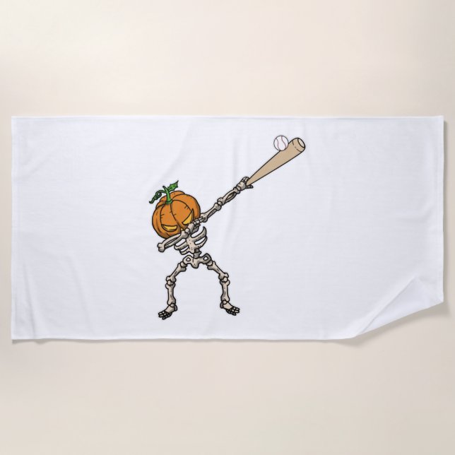 Serviette De Plage Dabbing Citrouille Head Baseball Idée cadeau (Devant)