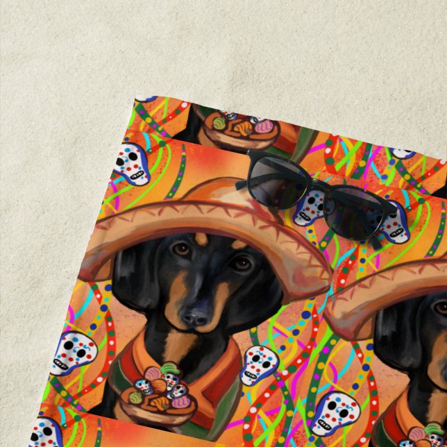 SERVIETTE DE PLAGE DACHSHING     (En situation)