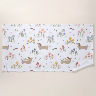 Serviette De Plage Dachshund Lover Weiner Chien Saucisse Chien Fleur 