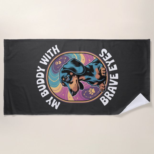 Serviette De Plage Dachshund My Buddy With Brave Eyes (Devant)