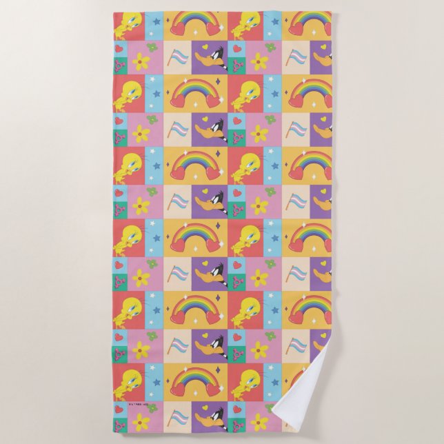 Serviette De Plage DAFFY DUCK™ & TWEETY™ - Pride Pattern (Devant)