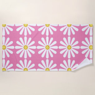 Serviette De Plage Daisies on pink Beach Towel