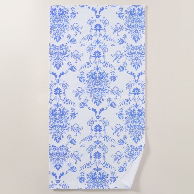 Serviette De Plage Damas bleu (Devant)