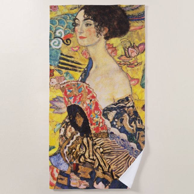Serviette De Plage Dame Gustav Klimt Avec Ventilateur (Devant)