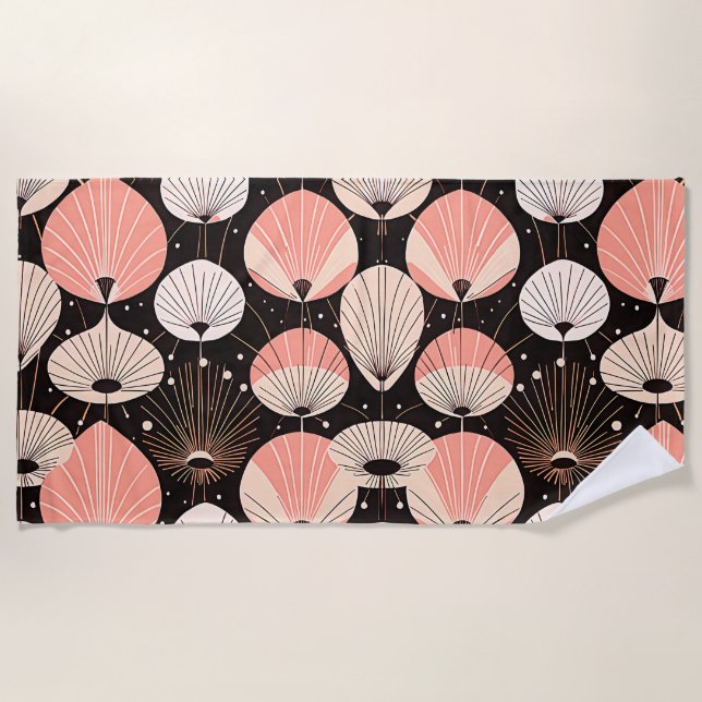 Serviette De Plage Dandelions -Mi-siècle- Design moderne rétro (Devant)