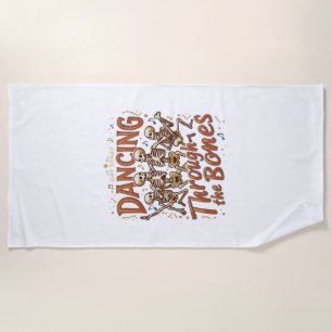 Serviette De Plage Danse à travers les squelettes d'Halloween Musique
