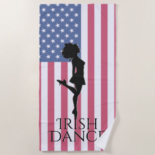 Serviette De Plage Danseur irlandais et Drapeau américain Dance de ch