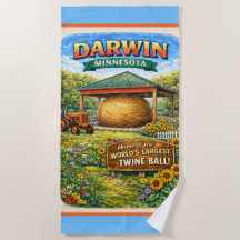 Darwin, MN Minnesota Ball of Twine Beach Towel