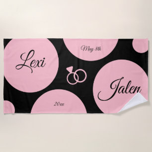 Serviette De Plage Date de mariage à points chic moderne