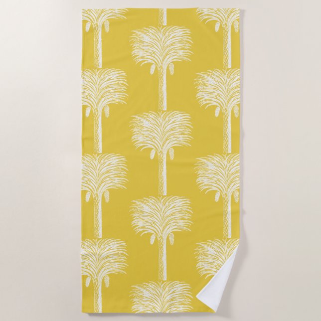 Serviette De Plage Date tropicale moderne Jaune de palme (Devant)